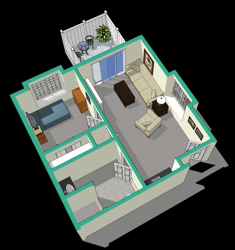 One bedroom suite floor plan